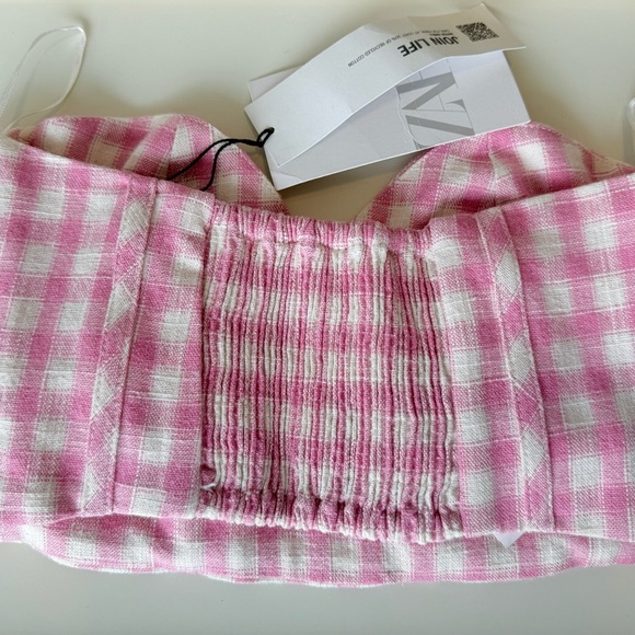 Zara Pink Gingham Bustier Crop Top | Coquette Cottagecore Festival Style (NWT) - Picture 5 of 13